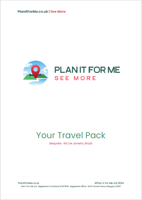 Travel pack cover featuring a location pin and "Plan It For Me" text.